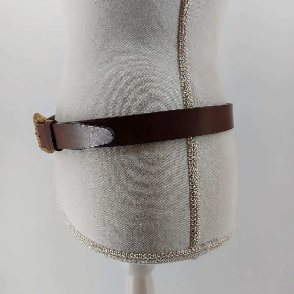Talbots Italian Saddle Leather Belt Brown Wicker L